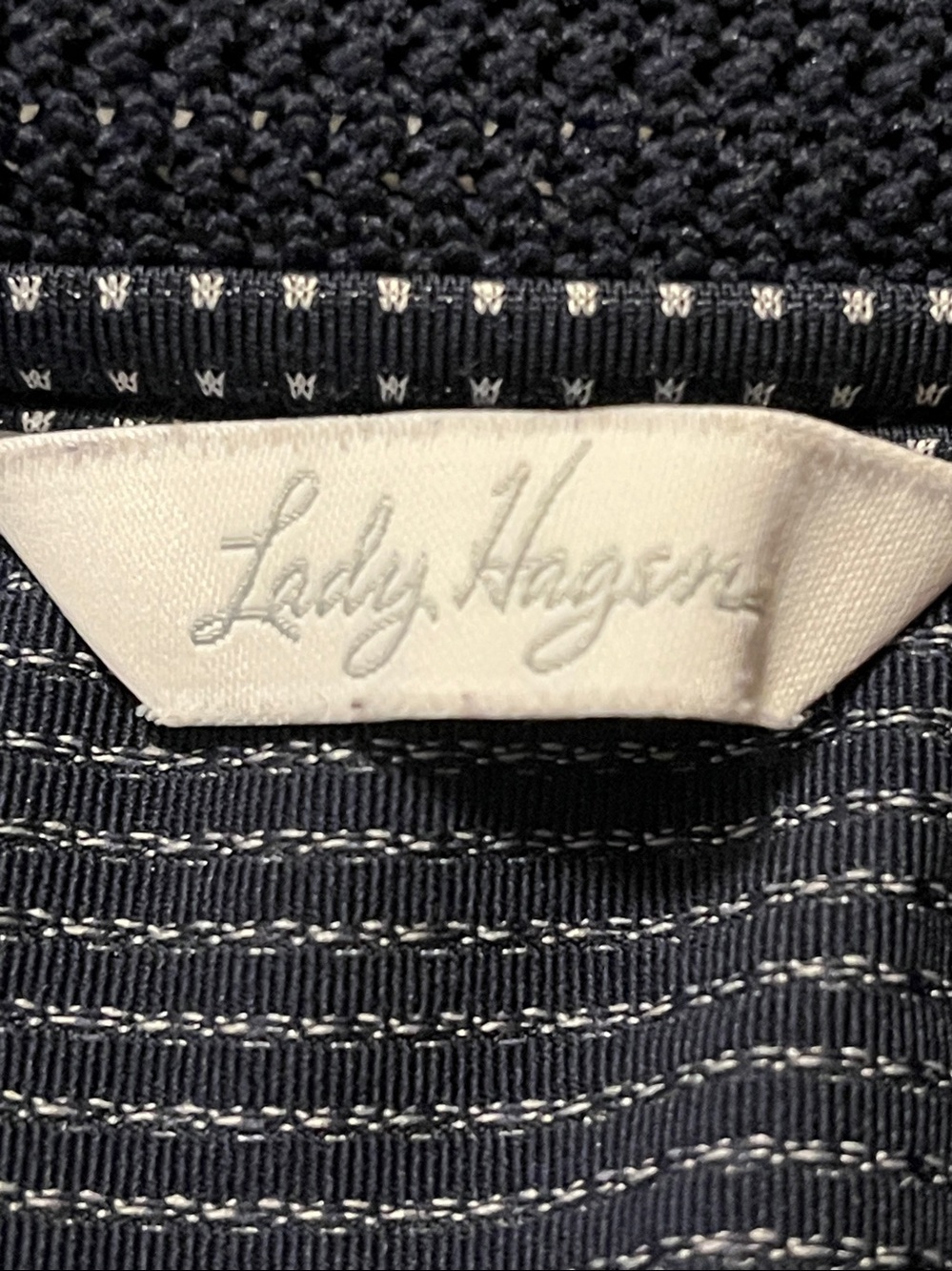 Lady Hagen Navy Knit Polo Top with White Stitch Detail - Picture 2 of 10